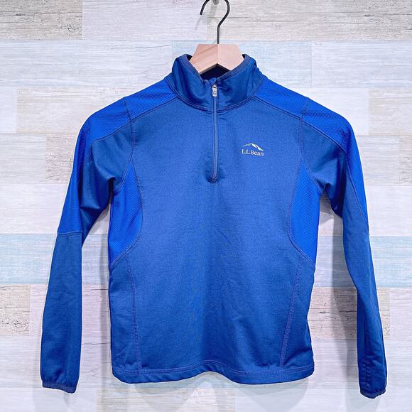LL BEAN Lightweight 1/4 Zip Pullover Blue Performance Jersey Mock Neck Boys 6X 7 - Picture 1 of 7